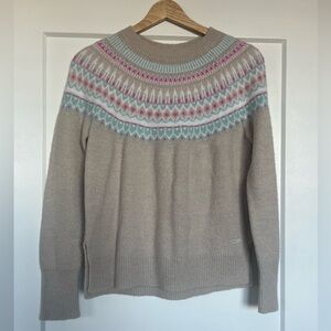 Vineyard Vines Fair Isle Sweater Small Beige Pink Blue Cozy Knit Preppy
